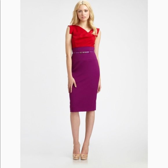 Black Halo Red and Magenta Jackie O Dress